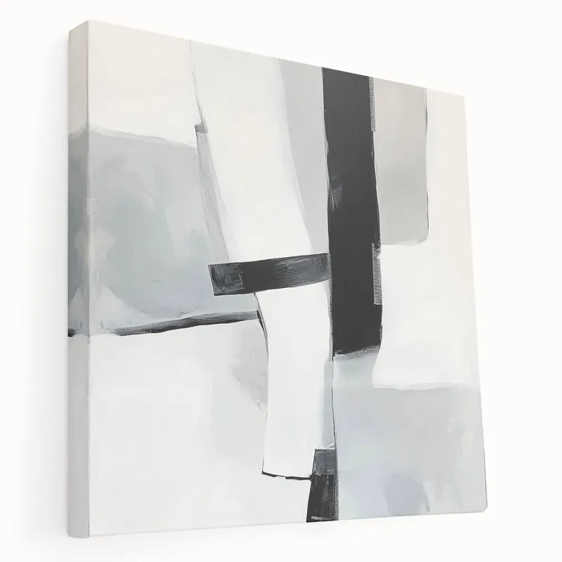 Large Abstract Wall Art – Bold Black & White Vertical Canvas Print Super Sale