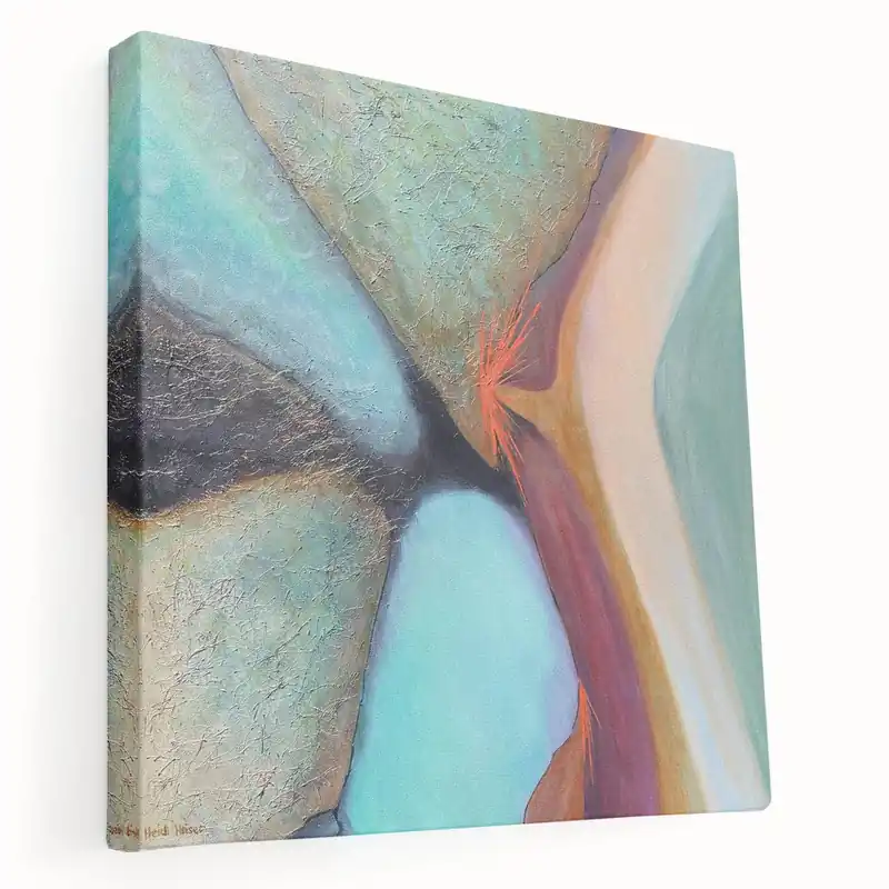 No Minimum Order Large Abstract Wall Art – Aqua & Earthy Tones Modern Painting