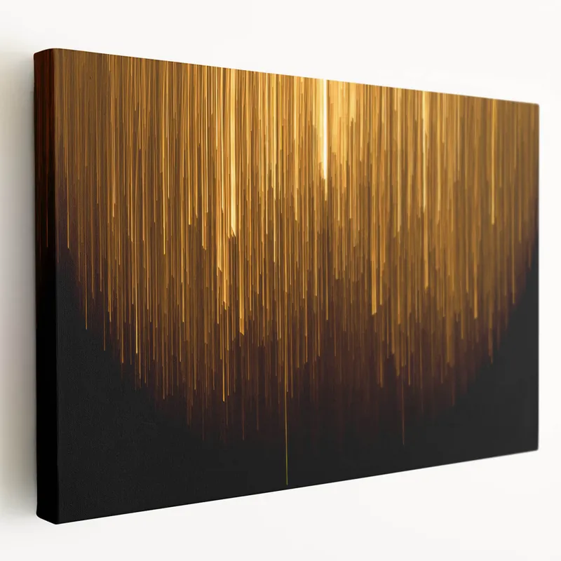 Budget Golden Light Abstract Strokes Canvas - Modern Dynamic Wall Art