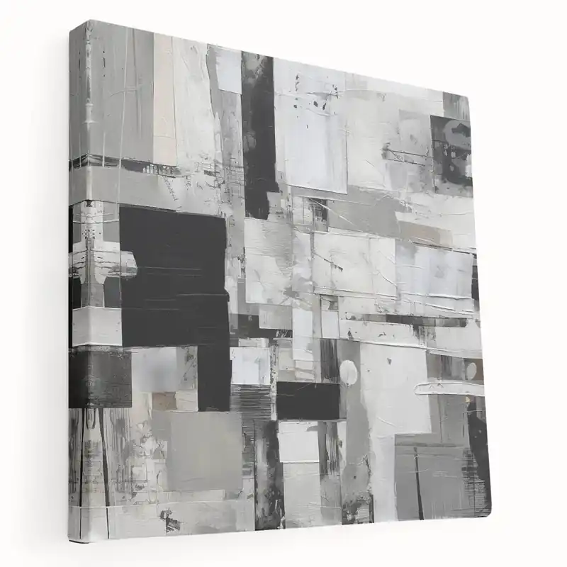 Geometric Black and White Abstract Art | Modern Monochrome Canvas Bargain