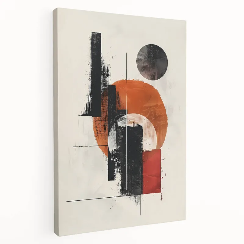 Geometric Art Print - Black Orange Red Abstract Design Express Delivery