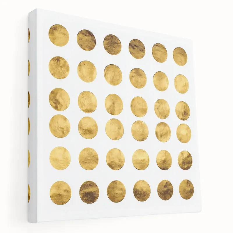 Limited Time Geometric Abstract Wall Decor – Gold Circles Modern Canvas Art