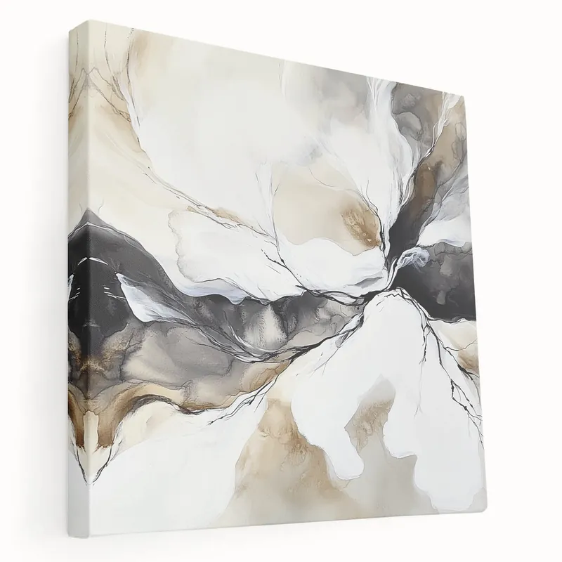 Geometric Abstract Wall Decor – Black, White & Beige Canvas Art Sale