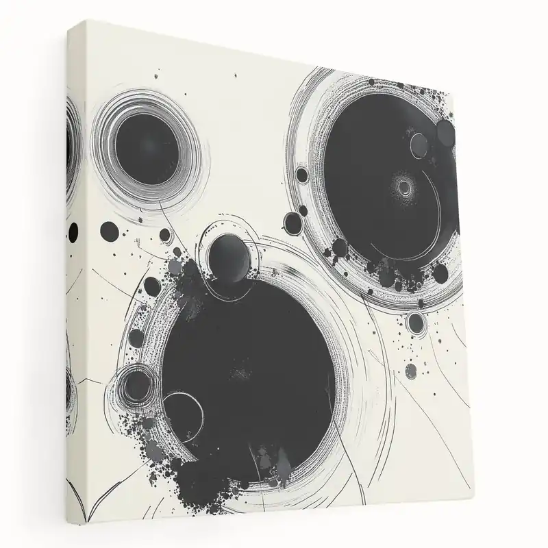 Geometric Abstract Wall Decor – Black Ink Planetary Motion Art Order Now
