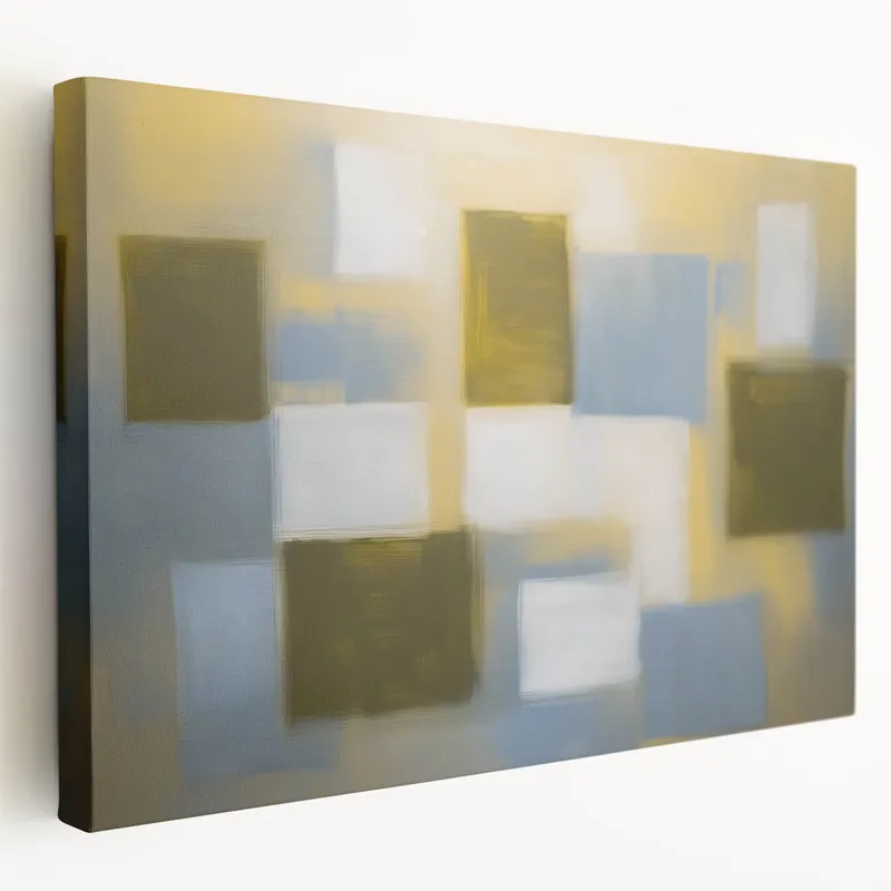 Bulk Order Geometric Abstract Wall Art - Olive Green and Blue Modern Canvas