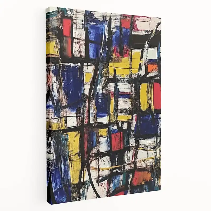 Geometric Abstract Expressionist Wall Art – Modern Canvas Print Top Pick