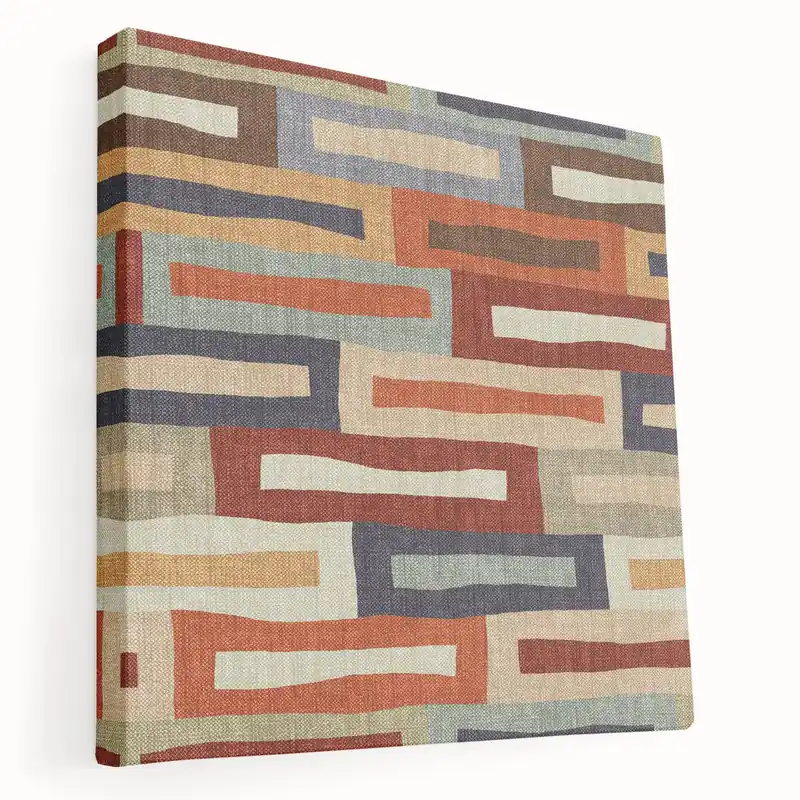 Luxury Framed Abstract Art for Sale - Retro Color Blocks in Warm Neutrals
