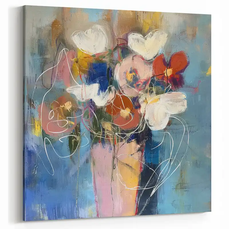 Trusted Brand Floral Essence - Abstract Floral Wall Art with Vibrant Pastels
