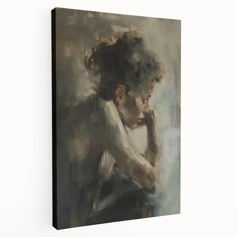 Figurative Abstract Canvas - Thoughtful Human Expression Mega Sale