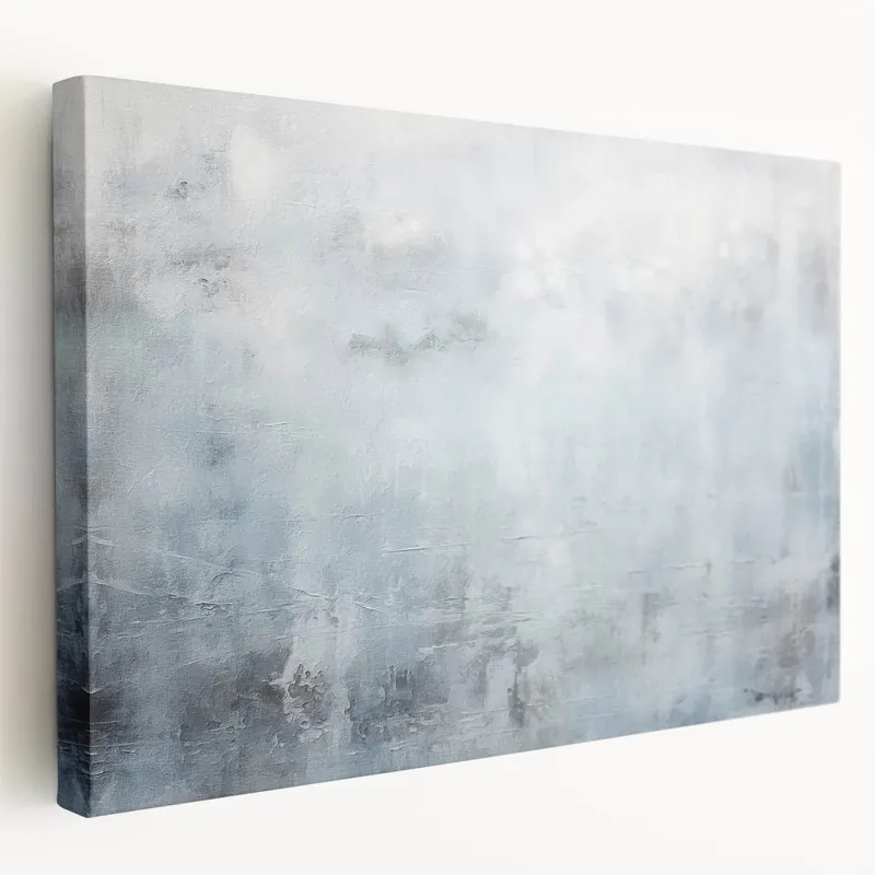 Ethereal Misty Abstract Line Art - Light Blue and White Canvas Print Editor’s Pick