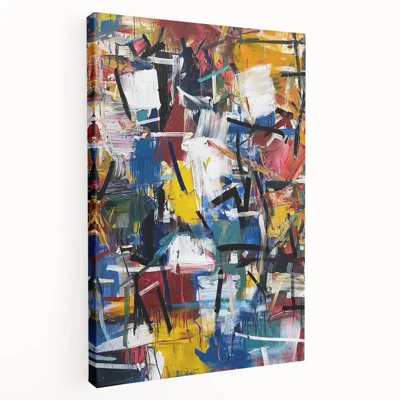 Energetic Multicolor Abstract Splatter Art - Modern Wall Canvas Discount