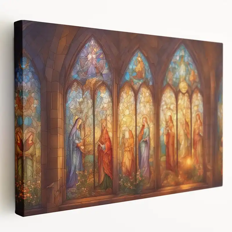 Free Delivery Elegant Stained Glass-Inspired Expressionist Art - Radiant Wall Decor