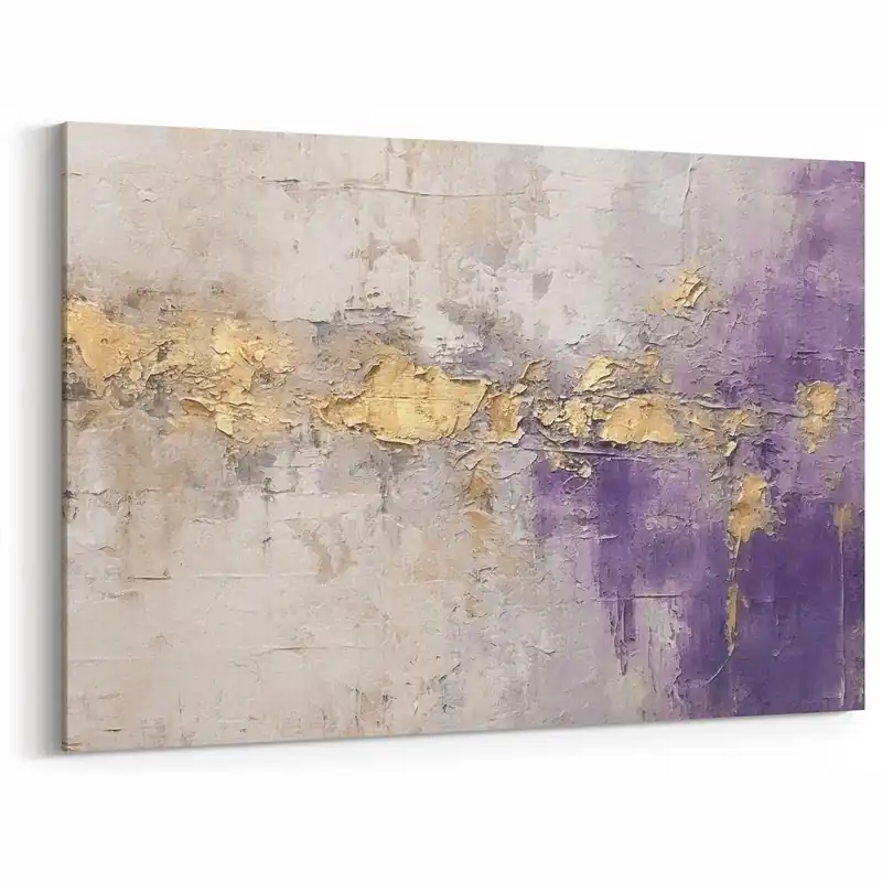 New Arrival Elegant Purple and Gold Abstract Strokes Art – Textured Canvas Print