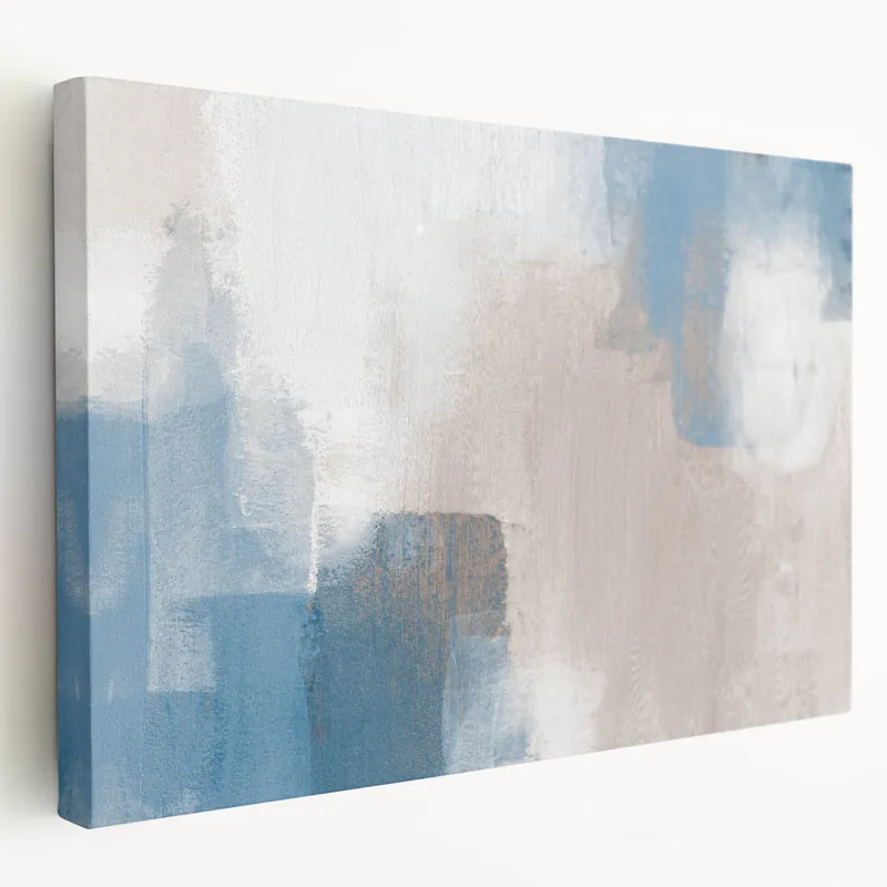 Trending Earthen Harmony Abstracts – Soft Blue and Beige Minimalist Wall Art