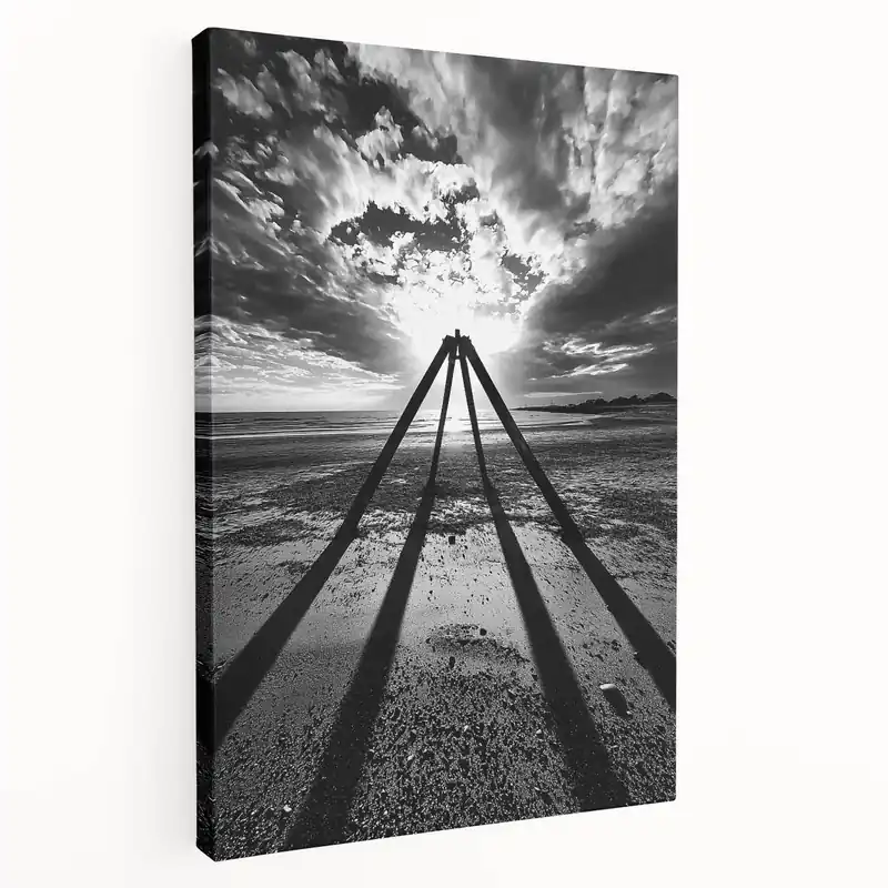 Hassle-Free Returns Dramatic Black and White Abstract Landscape - Monochrome Canvas Art