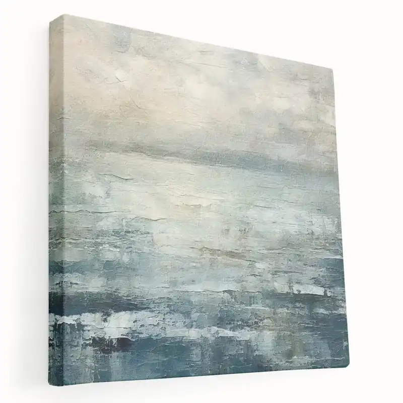 Contemporary Seascape Wall Art - Misty Horizon and Ocean Waves Canvas Exclusive