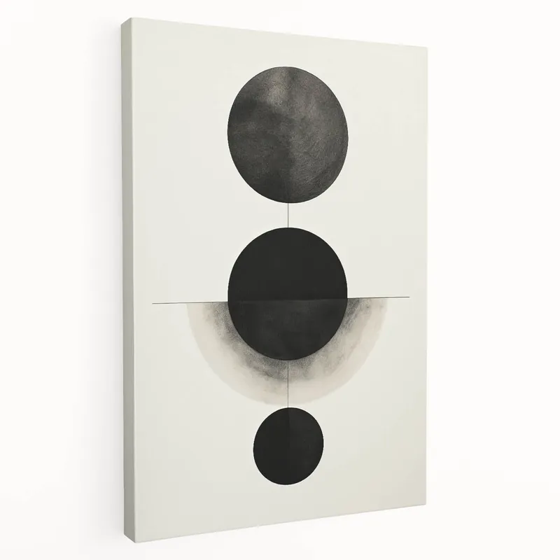 Contemporary Minimalist Wall Art – Geometric Black Circle Alignment Direct From Factory