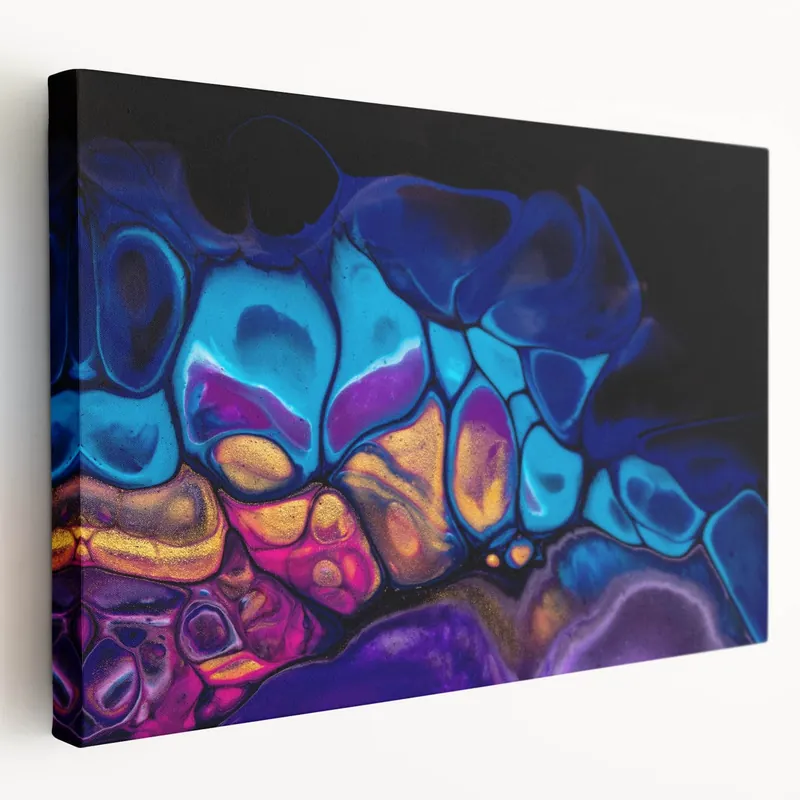 Best Seller Contemporary Fluid Art Pieces – Blue, Gold & Purple Fusion