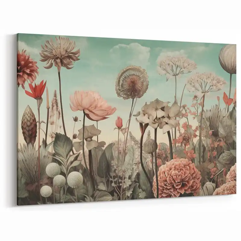 Same Day Shipping Contemporary Flower Prints - Pastel Wildflowers in Garden Scene