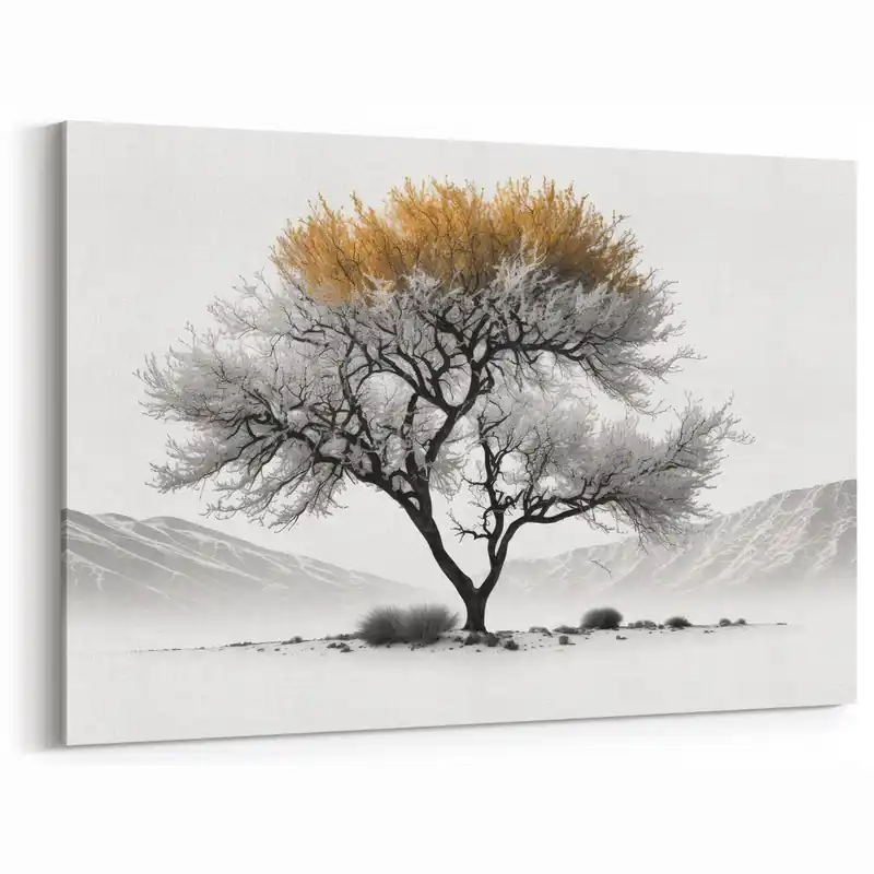 Save Now Contemporary Flower Prints - Majestic Tree in Monochrome Landscape