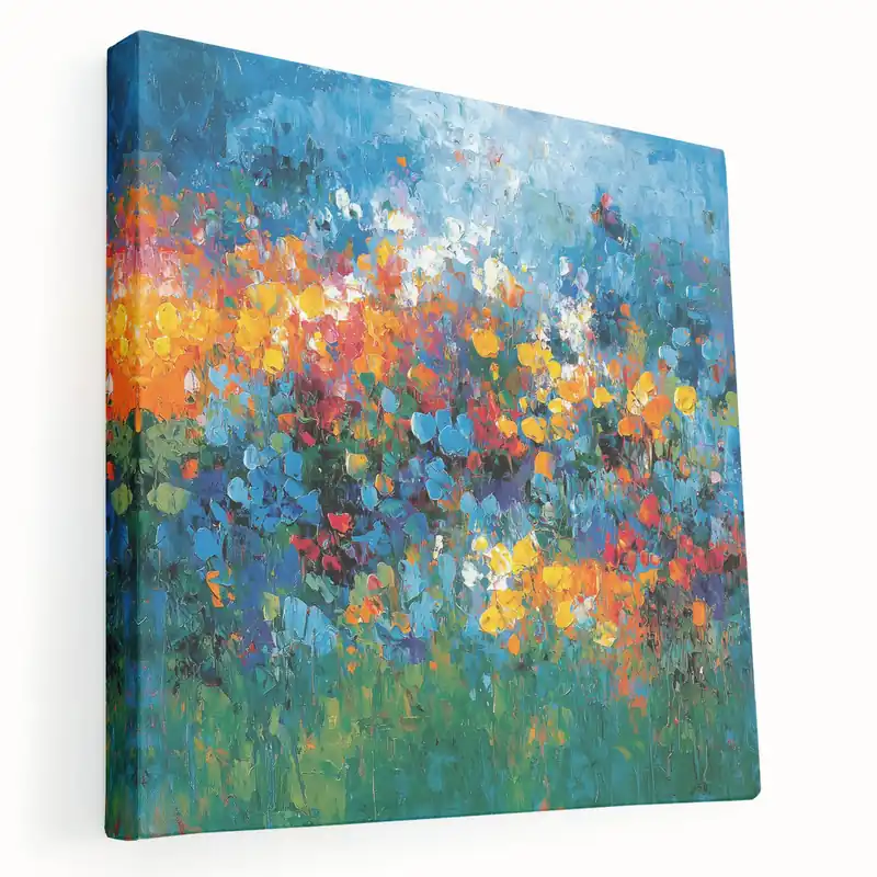 Contemporary Abstract Canvas – Vibrant Floral Blue Wall Art Print Affordable