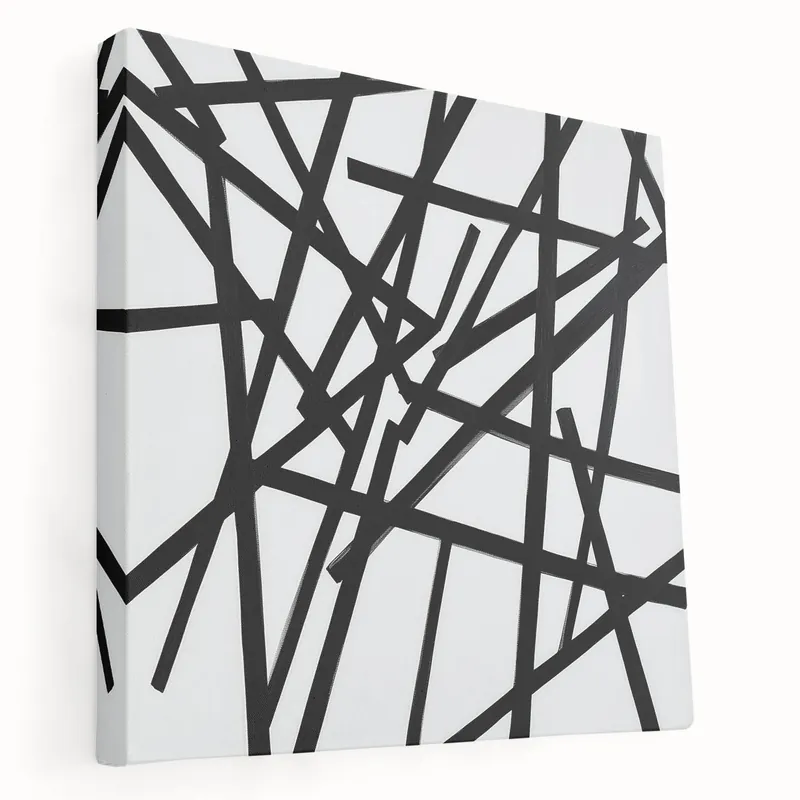 Contemporary Abstract Canvas – Bold Black Stroke Composition Special Offer