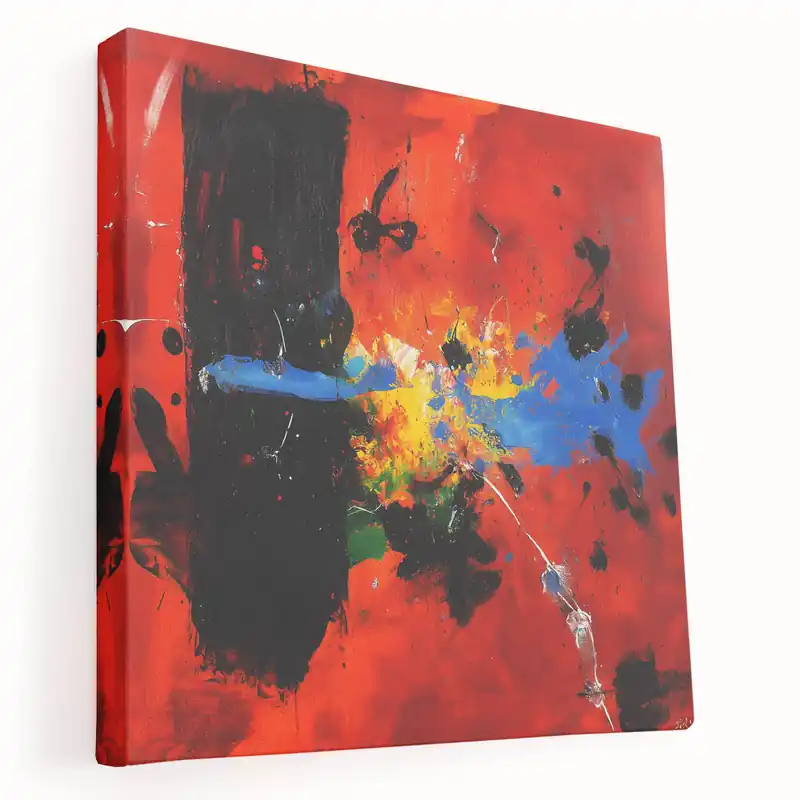 No Minimum Order Colorful Abstract Wall Art – Red, Blue & Black Modern Canvas Print