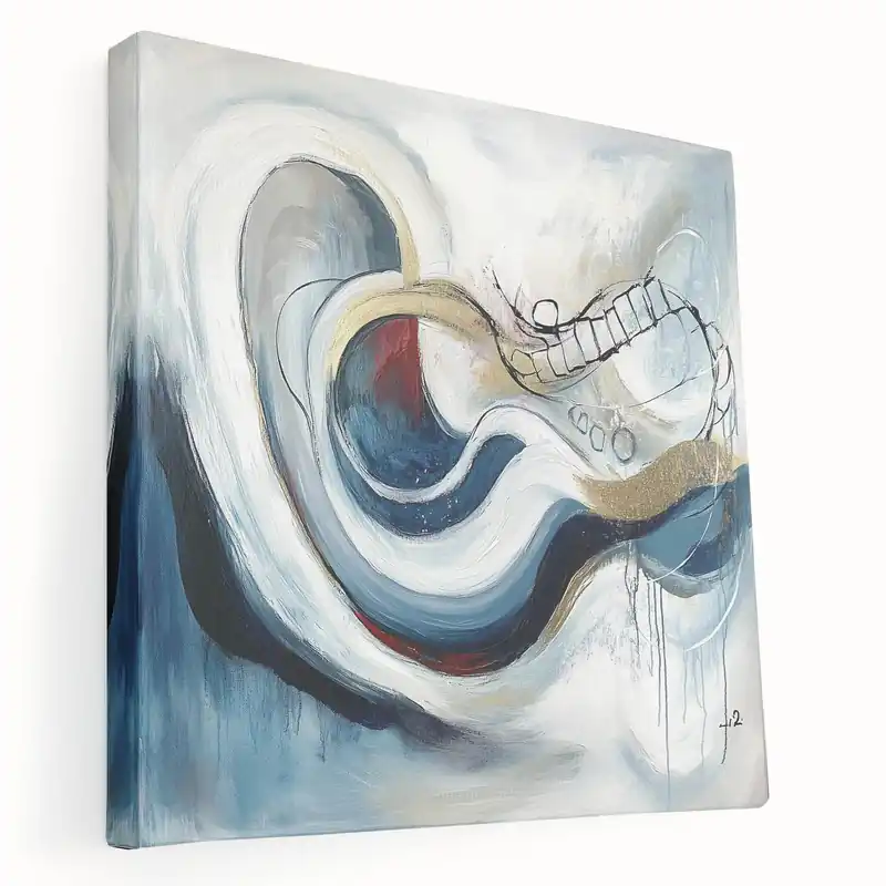 Colorful Abstract Wall Art – Navy, Gold & Red Modern Flow Design Limited Time