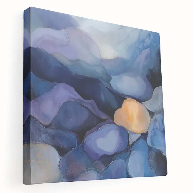 Colorful Abstract Wall Art – Dreamy Stones in Blue and Gold Editor’s Pick