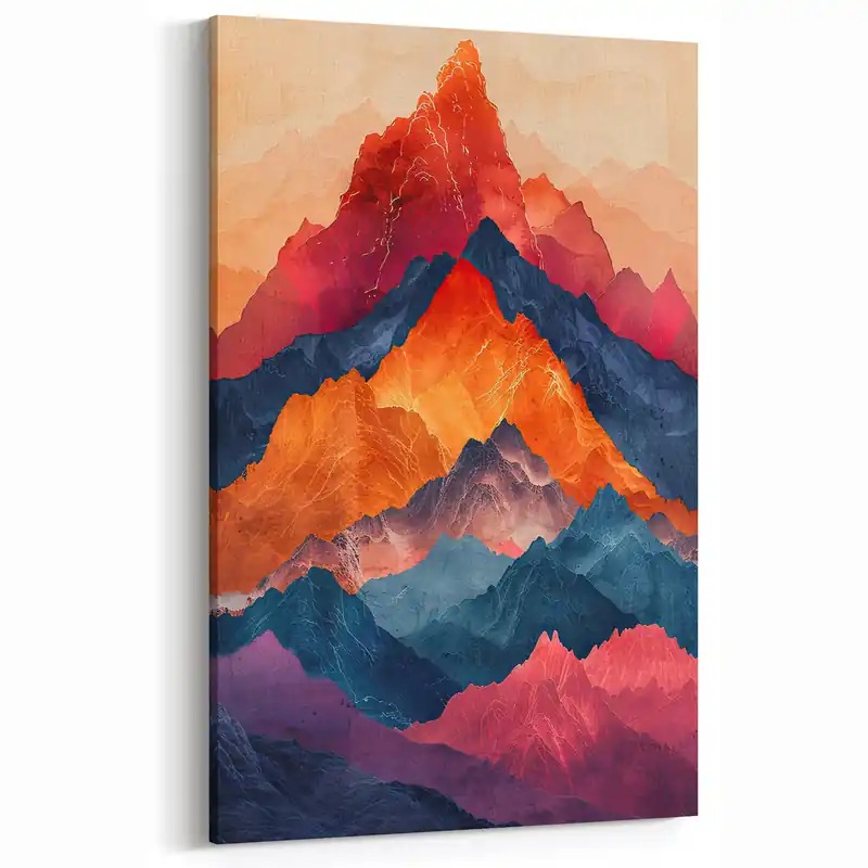 Buy Direct Colorful Abstract Mountain Landscape Art - Vibrant Layered Wall Decor