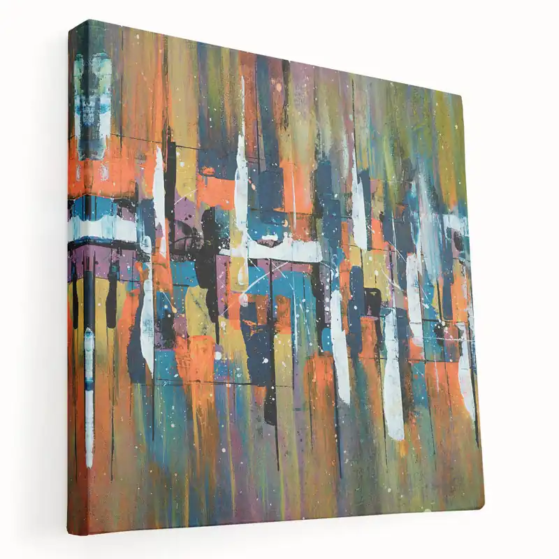 Colorful Abstract Line Art - Modern Strokes Canvas for Vibrant Spaces Next Day Delivery