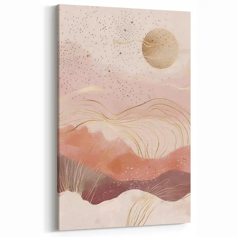 Wholesale Celestial Landscape Abstract - Contemporary Pink and Gold Canvas Art