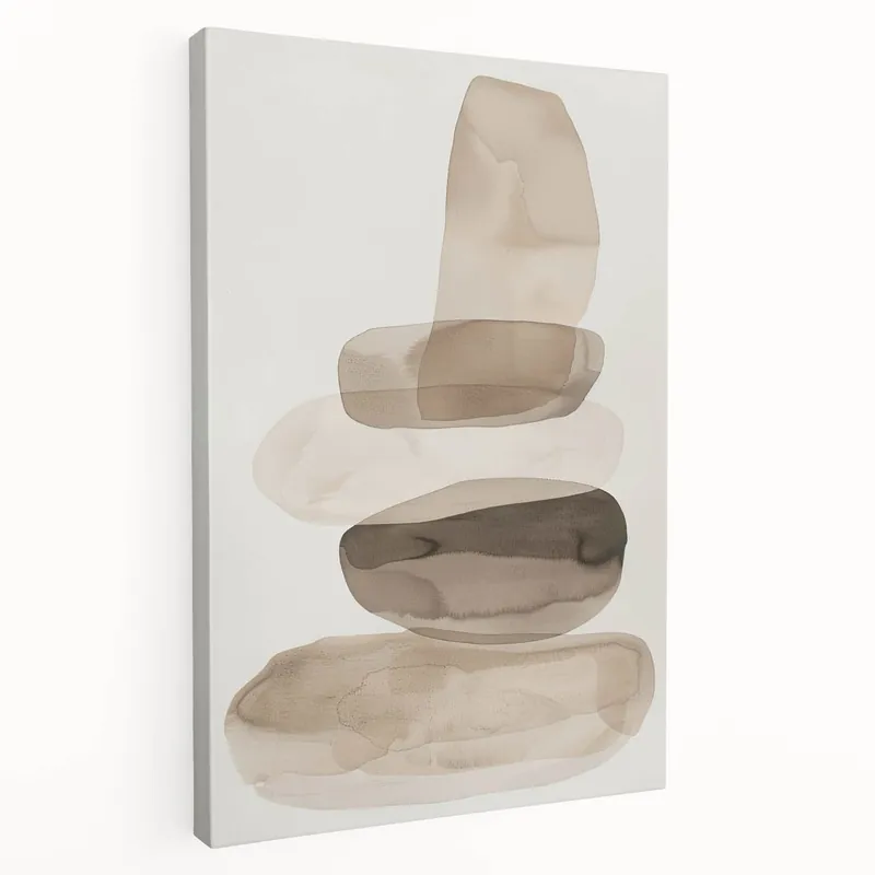Order Now Calm Earthy Minimalist Art - Neutral Stone Balance Watercolor Print