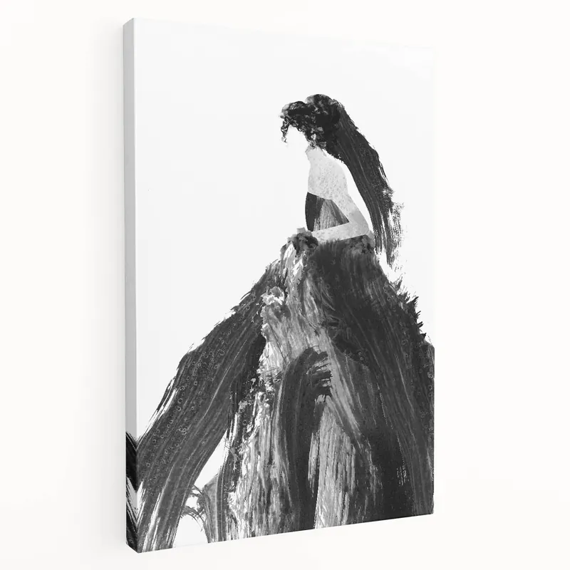 Artistic Figurative Wall Art - Elegant Black and White Abstract Design Budget