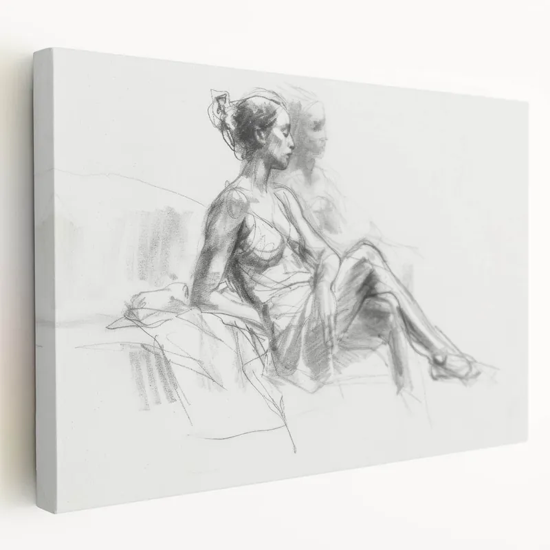 Artistic Figurative Designs - Modern Pencil Sketch Canvas Same Day Shipping
