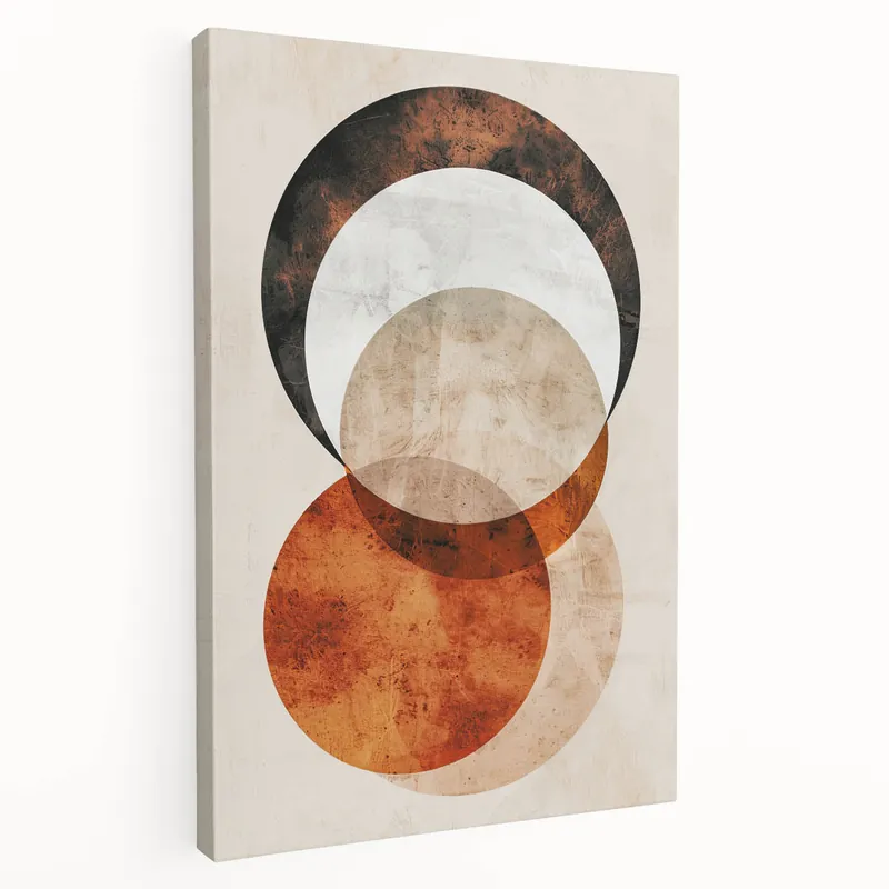 Last Chance Abstract Wall Art – Burnt Orange & Beige Textured Geometric Canvas