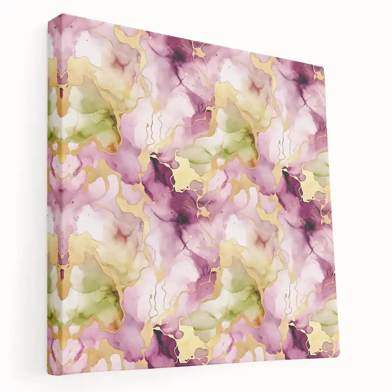 Factory Price Abstract Pink, Green, and Gold Strokes - Modern Floral-Inspired Wall Art
