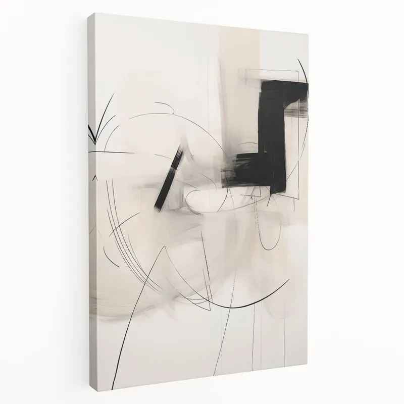 Place Order Abstract Minimalist Art - Monochrome Black and White Modern Canvas
