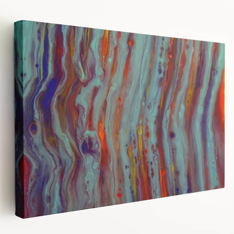 Abstract Fluid Canvas Art – Teal & Orange Modern Wall Print Handmade