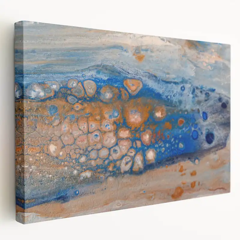 Best Choice Abstract Fluid Canvas Art – Blue & Copper Modern Wall Decor