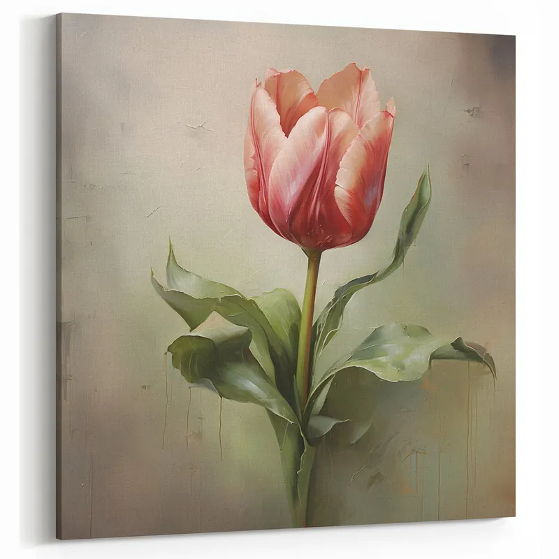 Warranty Included Abstract Flower Canvas - Elegant Tulip Floral Wall Art