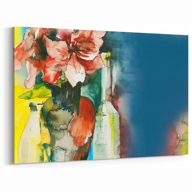 Abstract Floral Art Bright Modern Bloom - Colorful Wall Canvas Decor Exclusive
