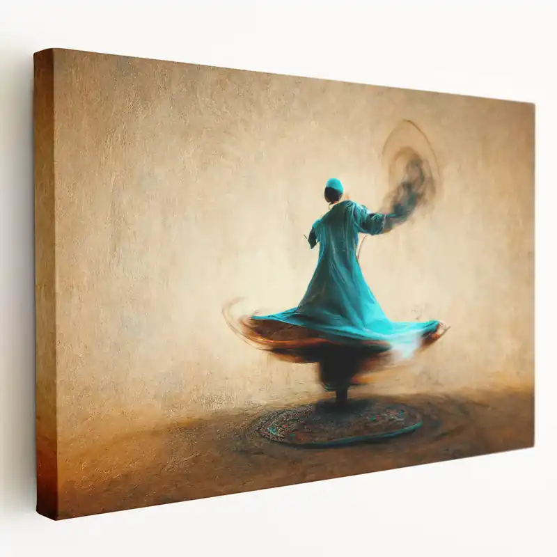Buy Online Abstract Dervish Canvas Art - Graceful Motion in Teal and Earth Tones