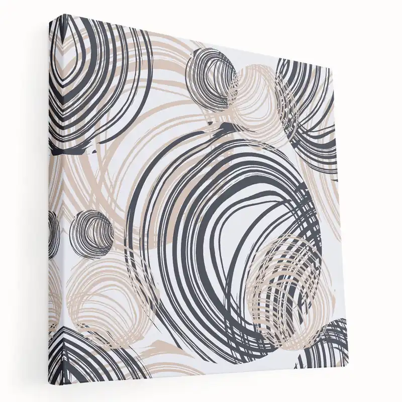 Abstract Art for Sale – Dynamic Swirling Navy & Beige Print Weekend Sale