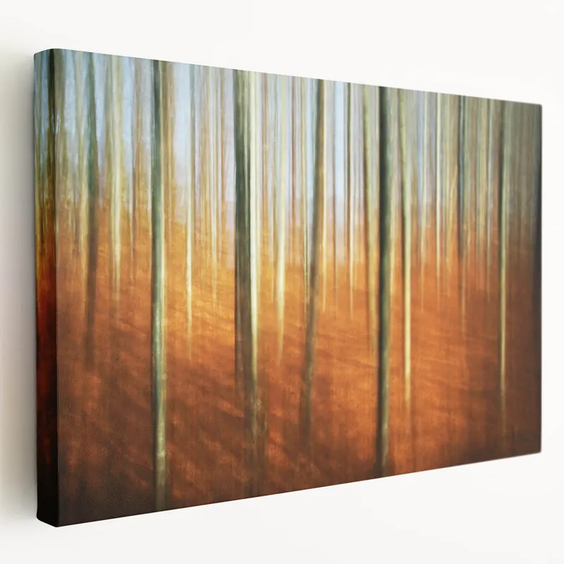 Money Back Guarantee Abstract Minimalist Landscape Painting – Golden Forest Blur Print