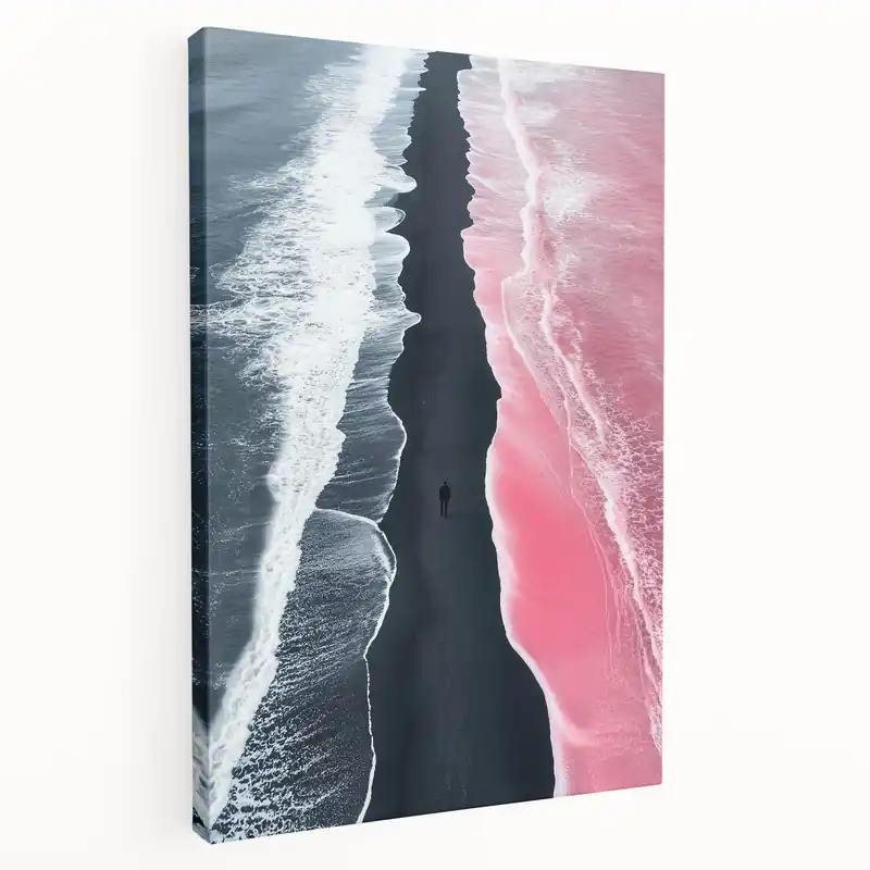 Affordable Black and White Minimalist Landscapes – Surreal Pink Ocean Print