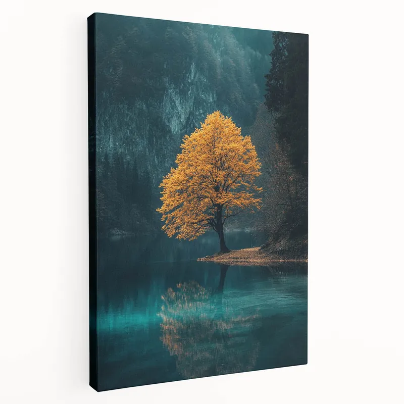 Golden Tree Reflection – Tranquil Landscape Art Prints & Decor Secure Checkout