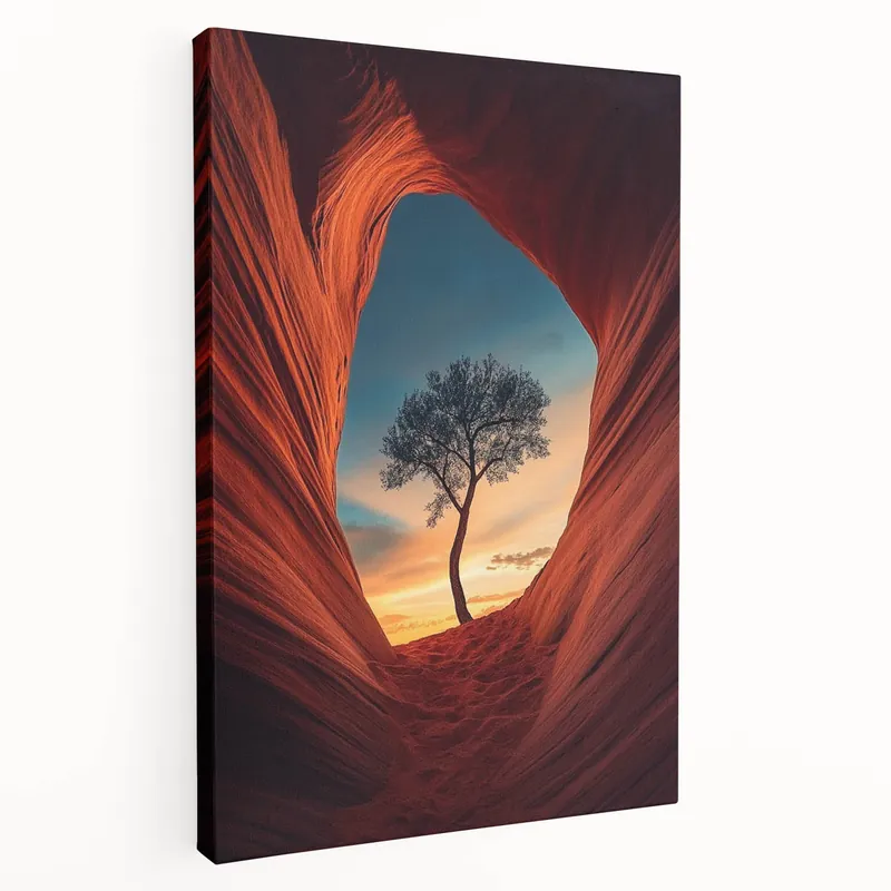 Best Price Lone Tree in Desert Canyon – Dramatic Nature Landscape Art