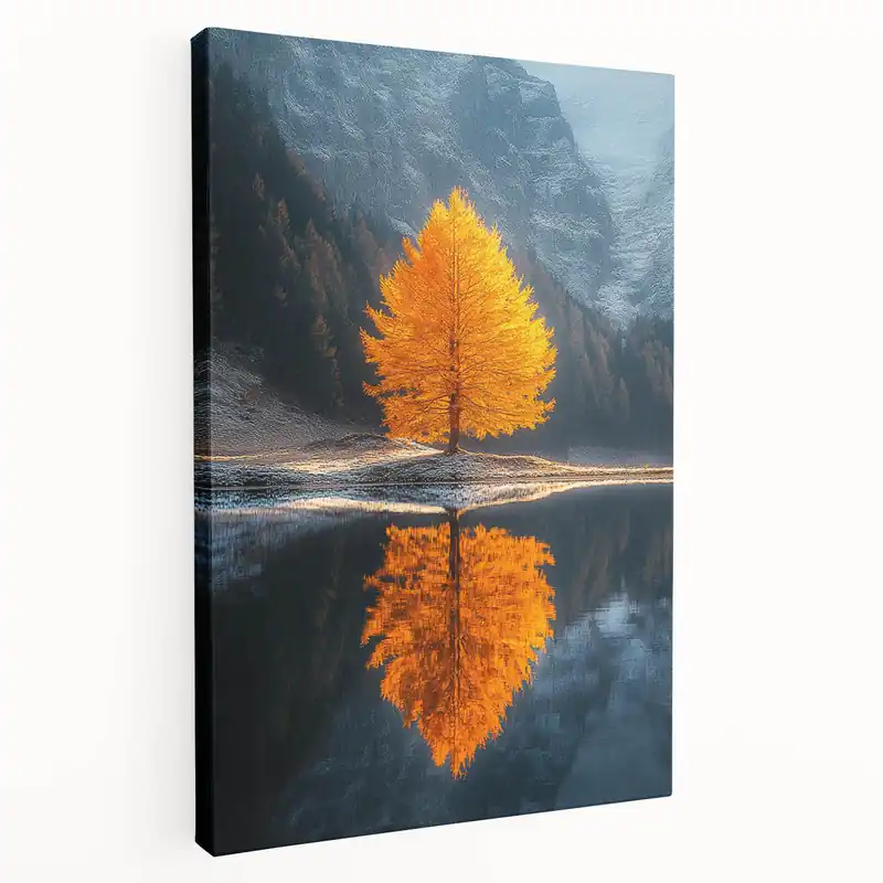 Trusted Brand Golden Tree Reflection – Majestic Nature Landscape Art Print