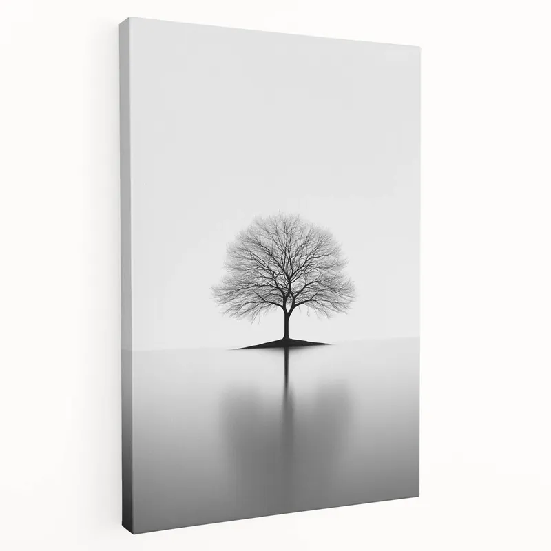 Certified Minimalist Black & White Tree – Elegant Nature Art Print